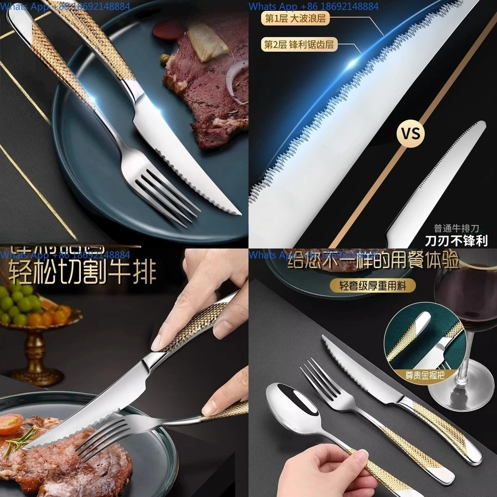 Stainless Steel Steak Knife Set for Western Dining Premium Cutlery Fork Spoon Combo for Home and Restaurant Use