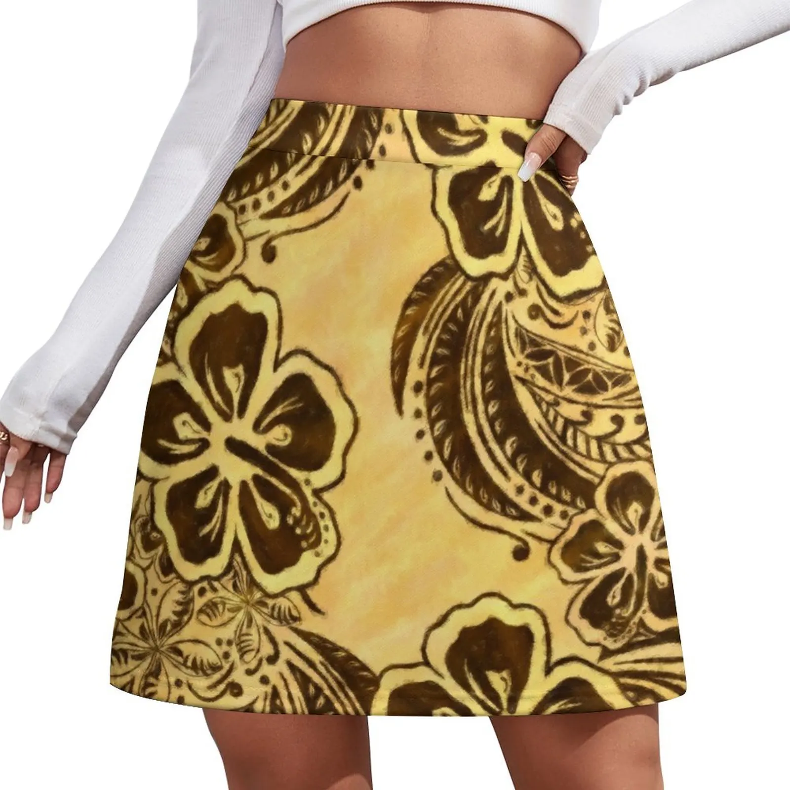 

Polynesian Vintage Tapa Print Mini Skirt new in dresses Clothing short skirt