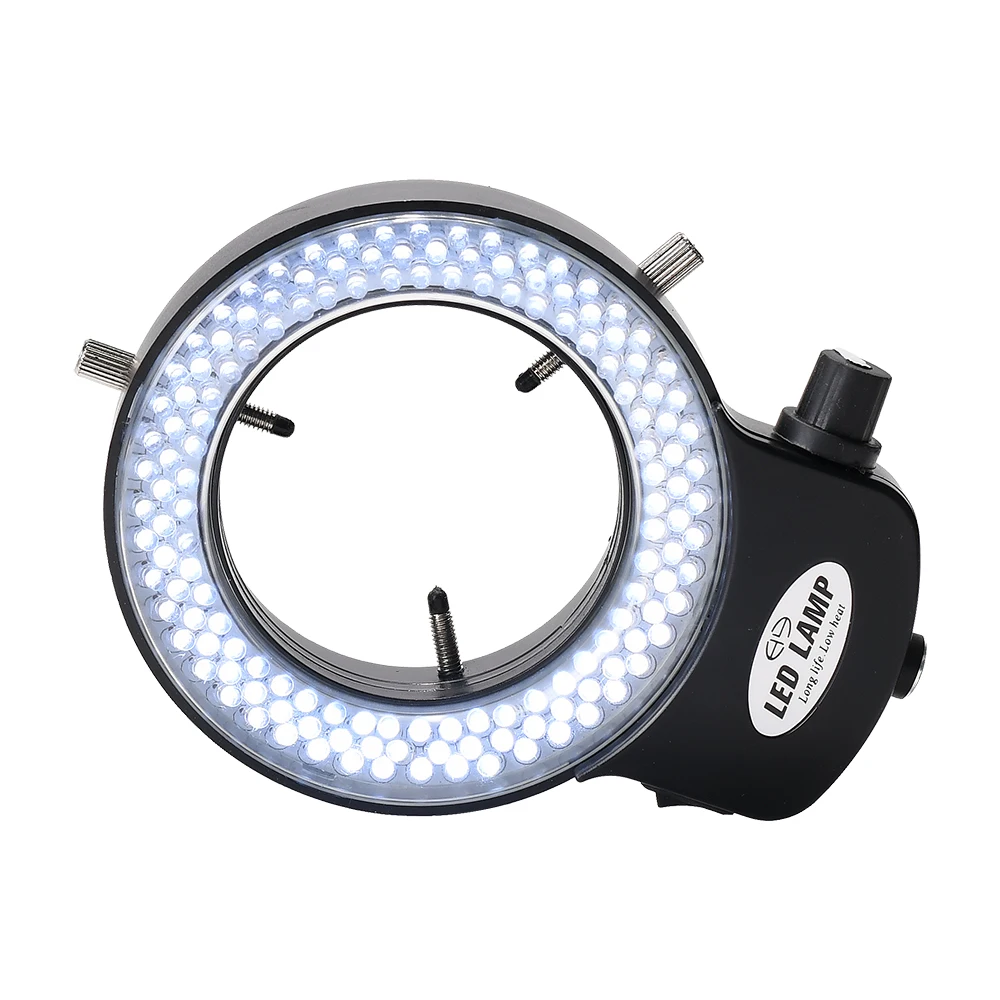 Regolabile 6500K144 LED Anello di Luce Della Lampada illuminatore Per Industria Microscopio Stereo Digitale Della Macchina Fotografica Lente di Ingrandimento con AC PowerAdapter