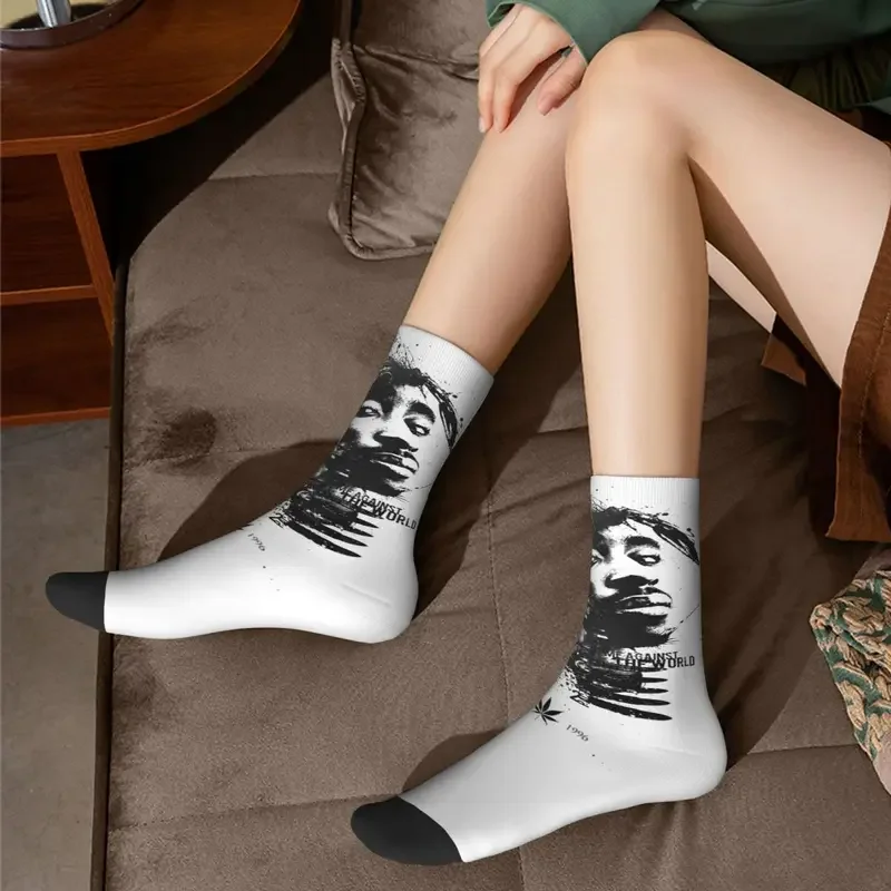 Y2K Autumn Winter - Men'S Women'S Tupac Shakur 2Pac Hip Hop Non-Slip Middle Tube Socks