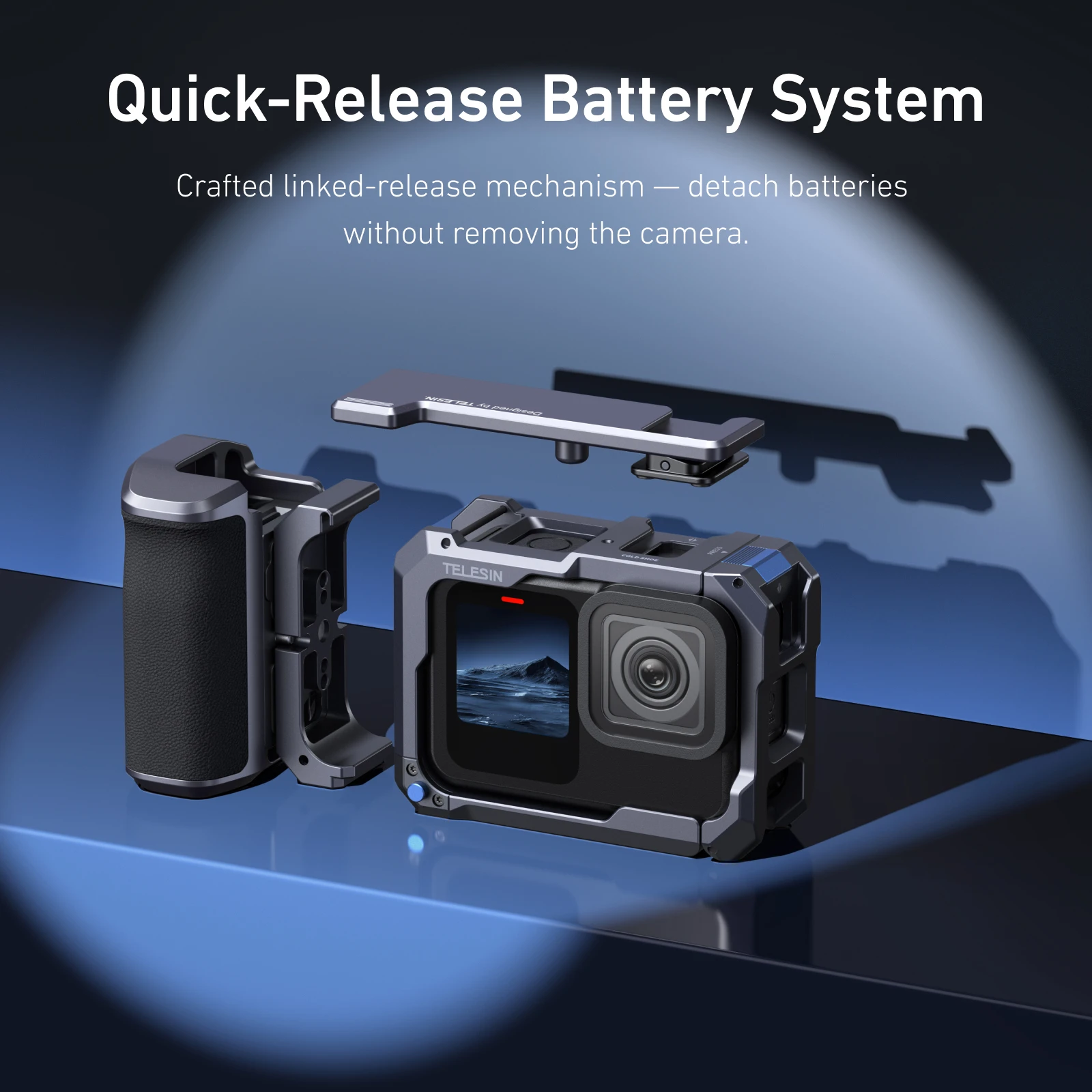 Telesin aperto de mão ajuda controle remoto kit streetgrip coelho gaiola conjunto para gopro 13 12 11 10 9 acessórios duplo adaptador sapato frio