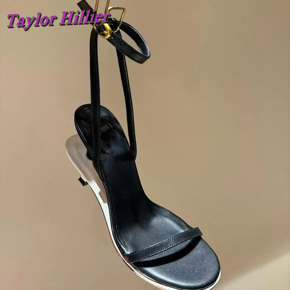 New Double Sole Sandals Open Toe Buckle Strap Slingback One Strap Luxury High Heel kitten Heel Dress Party Shoes 2024 Summer