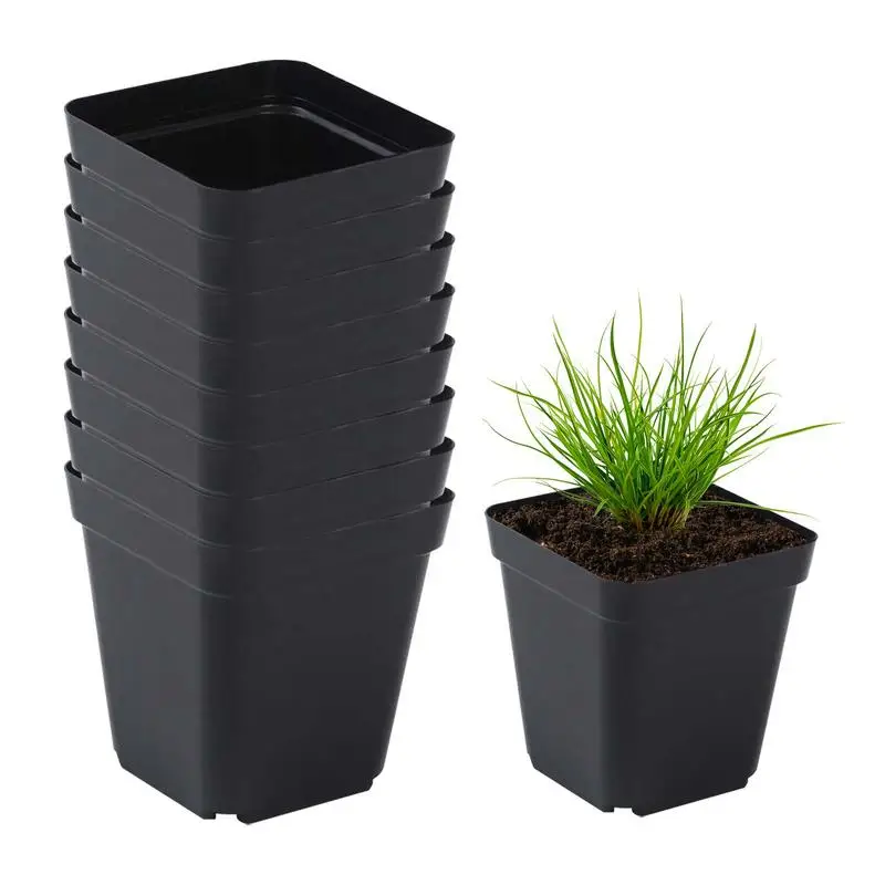 

Pots For Seedlings Starter Pots 50pcs Seedling Cups Square Black Reusable Pot With Drainage Holes Gardening Kit Nursery Pot