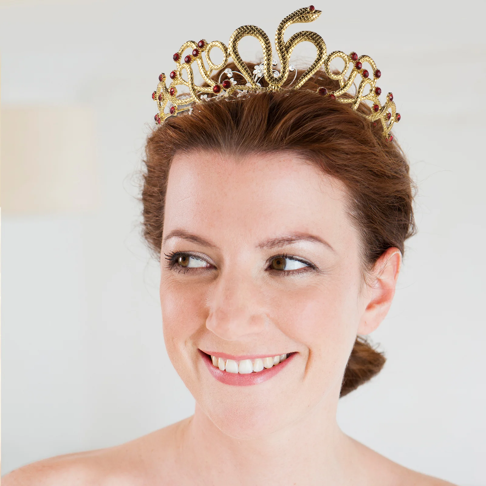 

Medusa Snake Crown Gold Rhinestone Tiara Dual Color Bridal Headband Birthday Queen Princess Headdress Goddess Party Hair