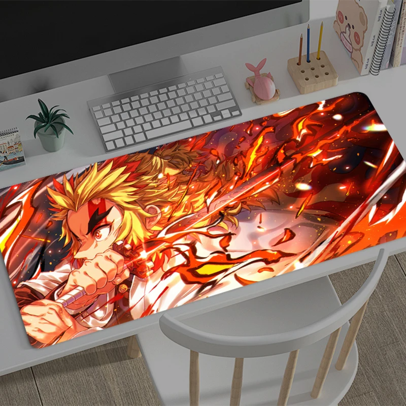 

Mouse pad Large Demon Slayer Rengoku Kyoujurou rubber keyboard mouse carpet anti-slip gamer mouse pad coaster PC carpet Mousepad