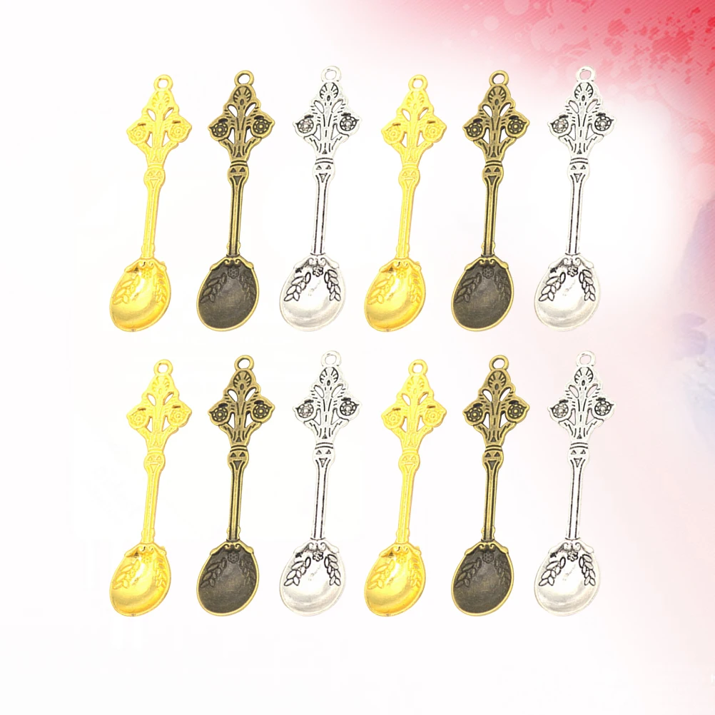 

60pcs Alloy Pendants Diy Accessories Spoon Shape Creative Functional Pendant For Handmade Necklace Earring Bracelet Keyring Gift