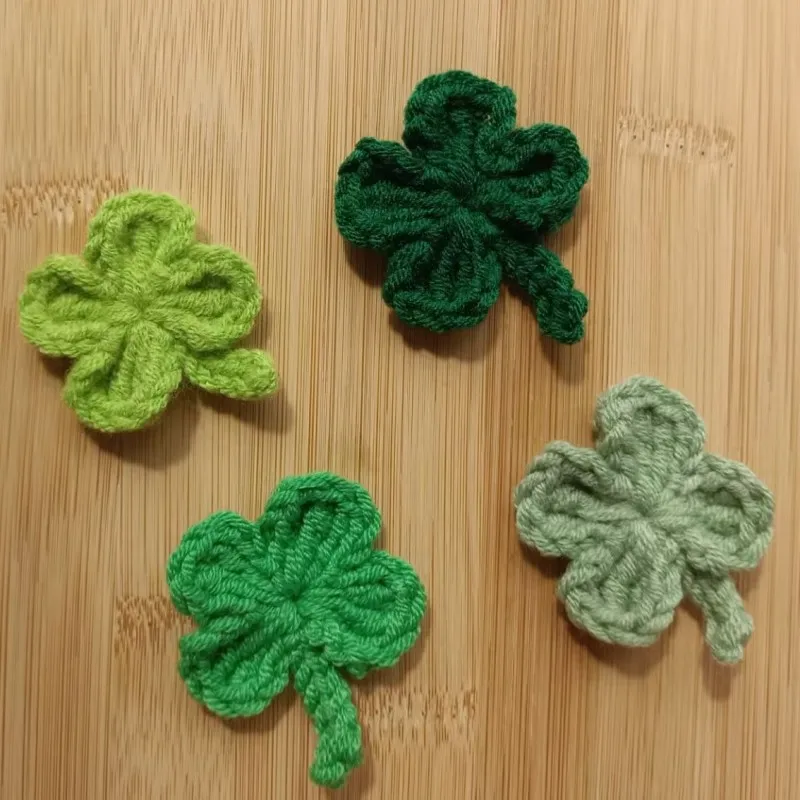 Crochet Lucky Leaf Handmade Cotton Crochet DIY Applique Hair Clip Hat Patches Accessories