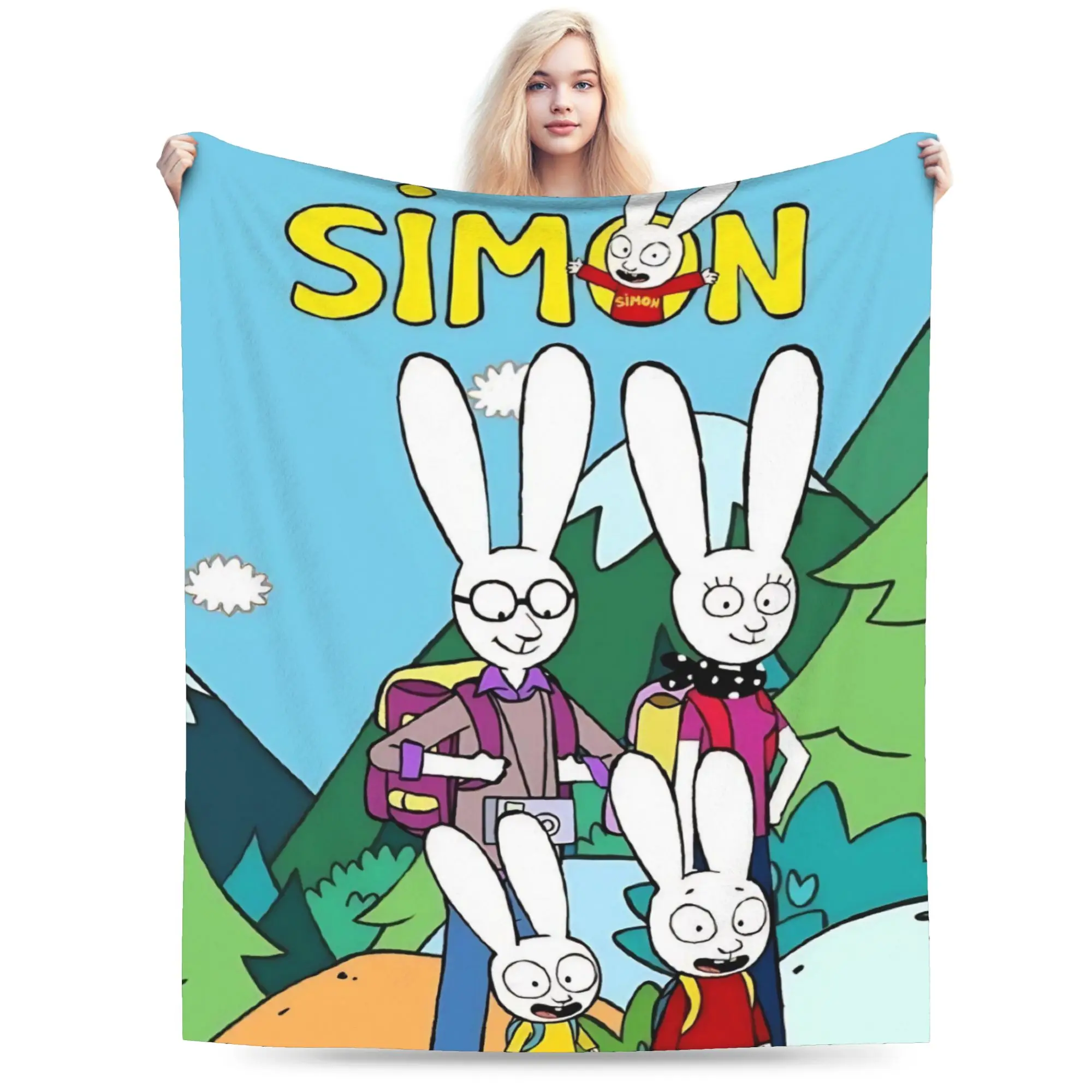 Super Soft Simon Super Rabbit Throw Blanket Premium Fleece Flannel Lightweight  Bed Blanket Warm Plush Bedspread All Season Use