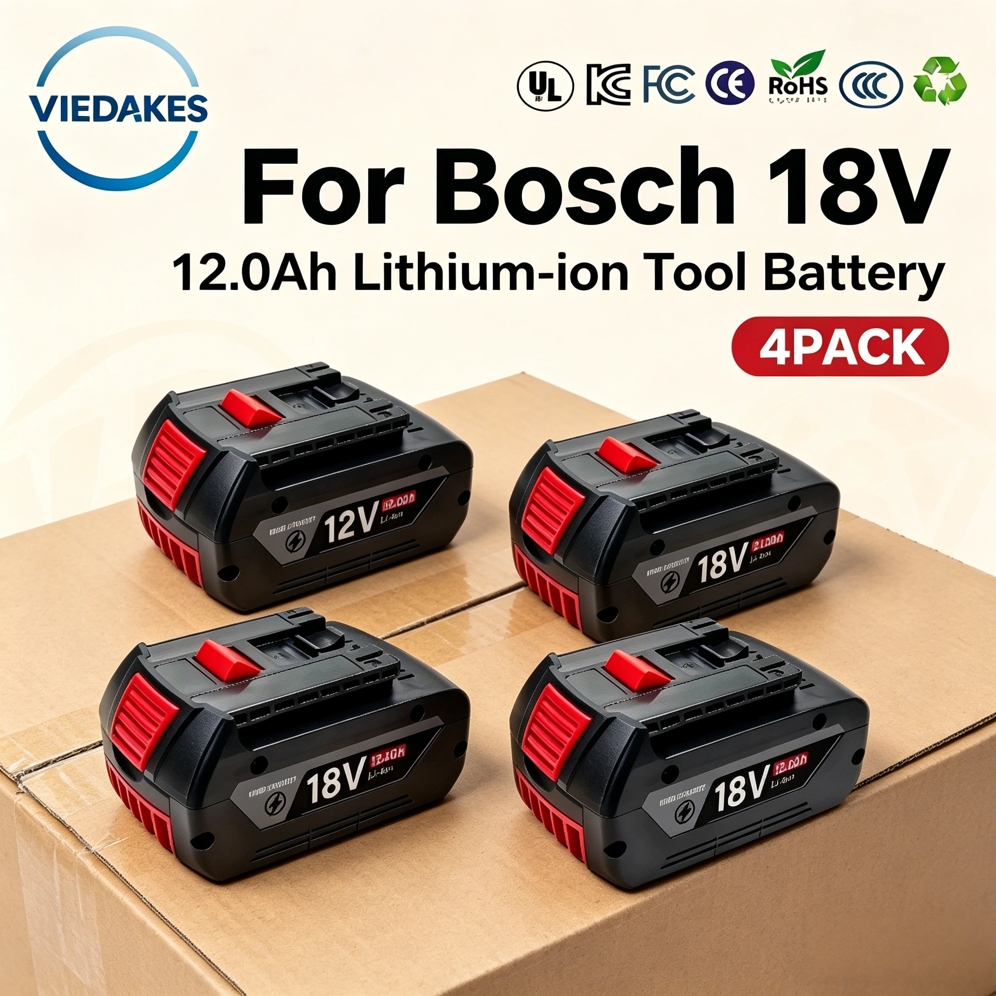 

12Ah 18V Replacement Battery for Bosch 18V Battery BAT180 BAT181 BAT025 BAT026 Li-ion Rechargeable