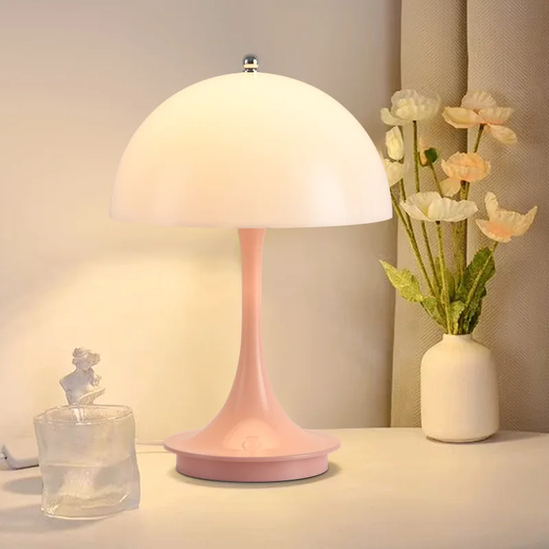 LED mushroom small table lamp portable USB charging dimmable flower bud lamp bedroom bedside lamp
