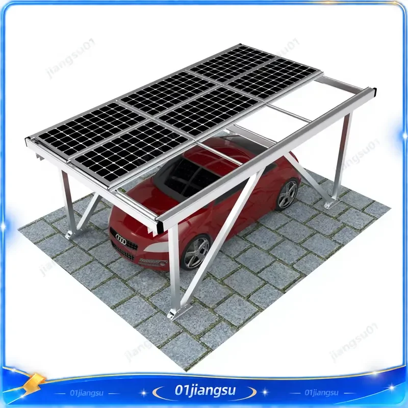 Waterproof Aluminum Alloy Solar Carport Industrial Design Anodized Surface 60M/s Wind Load 1.5KN/m2 Snow Load Outdoor Parking