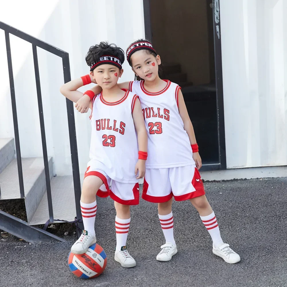 NEW 23/24 boy girl Bulls No. 23 Basketball Jerseys Children's uniform set primary school jersey game team uniform training vest