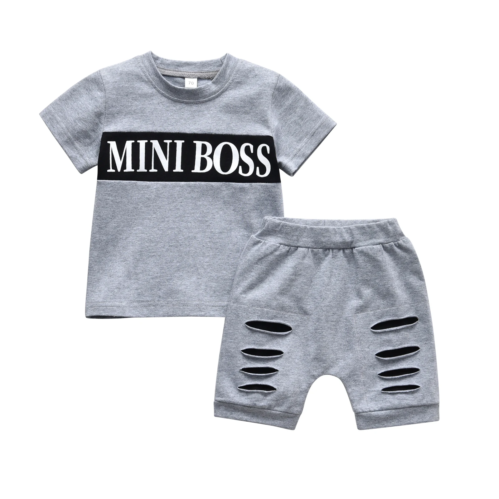 2Pcs Toddler Baby Boy Fashion Clothes Short Sleeve T-shirt Top with Letters + Shorts Summer Outfit Set for Newborns 1 2 Years