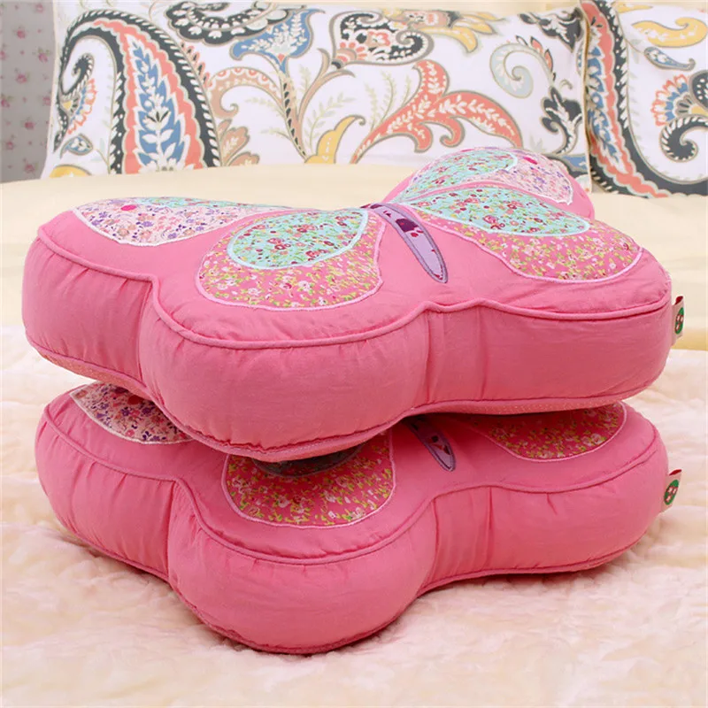 30x40cm Cotton Quilt Cushion Pink Butterfly Shape Pillow Sweet Cartoon Sofa With Core Waist Girls Bedroom Decor