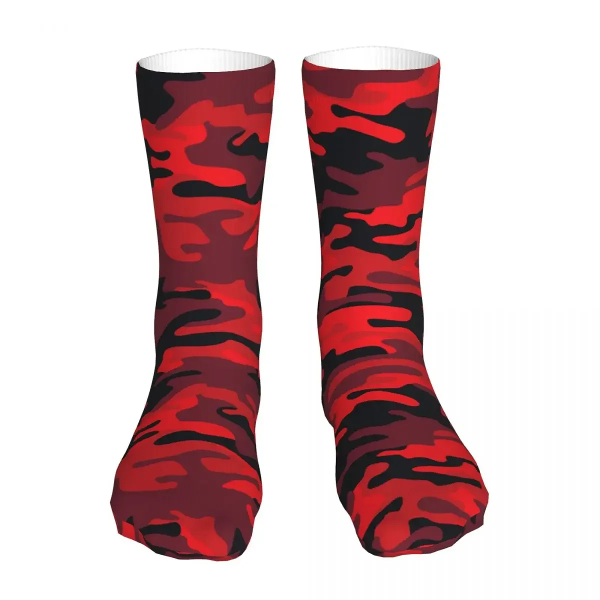 Fashion Socks Men's Women's Casual Red Camouflage Socks Camo Texture Skateboard Socks Spring Summer Autumn Winter