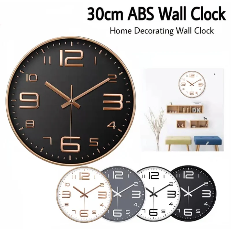 

New Quartz Movement 30cm Modern Silent Jam Dinding Wall Clock Digital Quiet Home Office Living Room Clocks