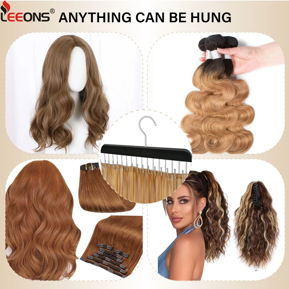 Suporte de extensão de cabelo para estilo cabide de extensão de cabelo leve giratório 360 ° Suporte de cabelo multicamadas para lavar e secar