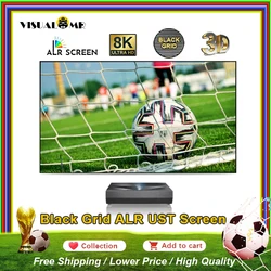 VisualMr Black Grid ALR UST Frame Projection Screen PET Crystal Ambient Light Rejecting 3D 4K 8K 60 -150inch for Short Projector