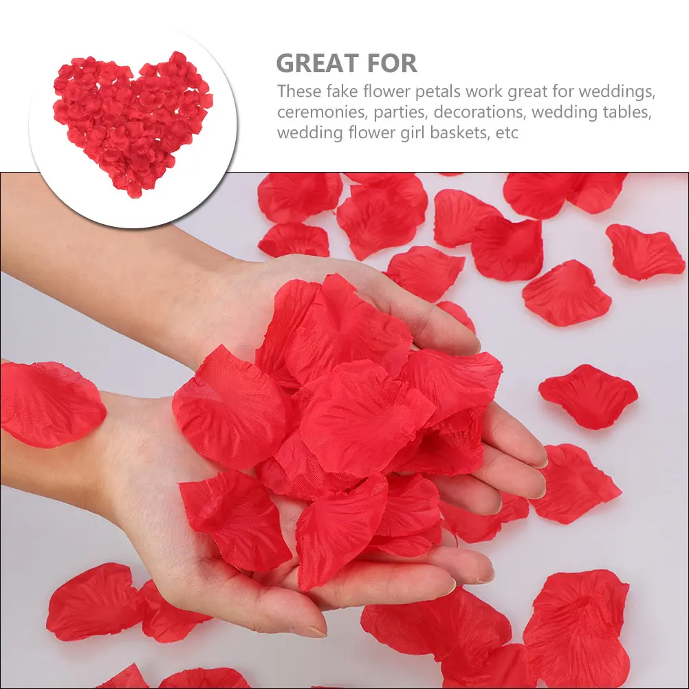 

1000Pcs Artificial Rose Petals Realistic Non-Woven Fabric Red Fake Flower Bulk for Wedding Valentine's Day Party Decoration