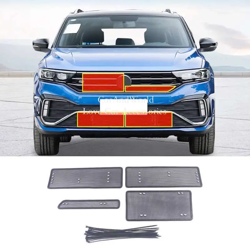 For Volkswagen VW T-ROC 2018-2024 Center Grille Insert Net Radiator Condenser Protecte Cover Anti Insect Sand Mesh Accessory