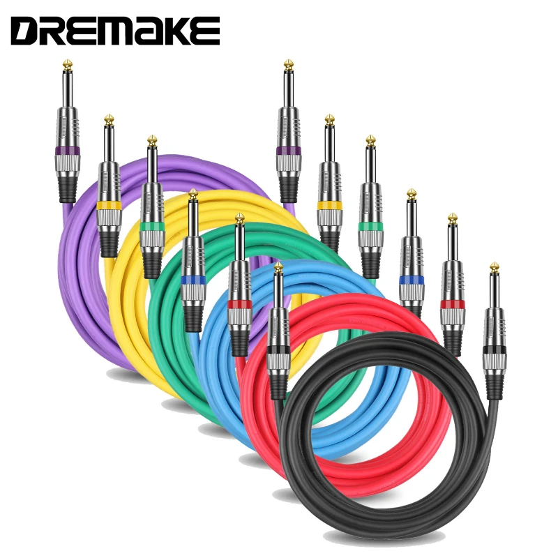 Jack 6.5mm TS Guitar Cable Male To Male 1/4 Inch Instrument Audio Cable 6.5mm To 6.5mm Aux Cables for Electric Guitar Mixer AMP