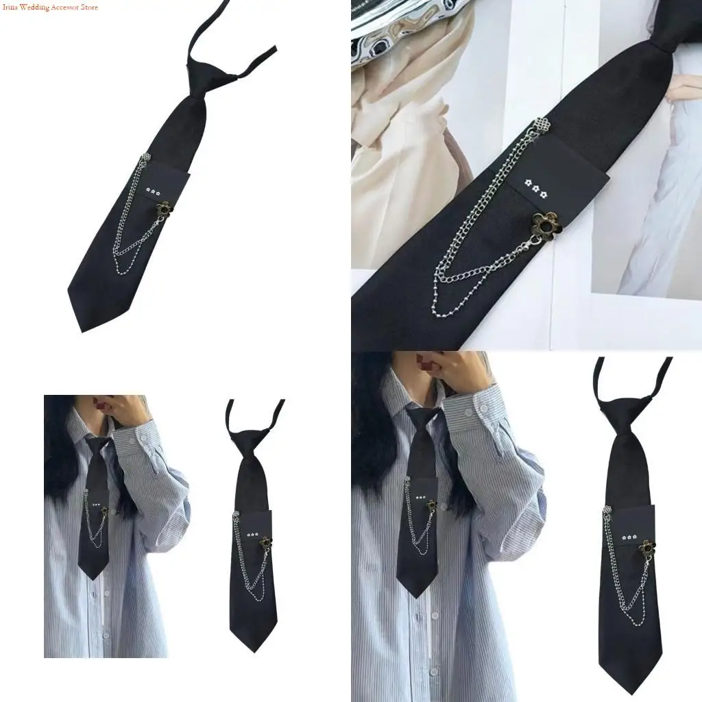 

G92D School Uniform Tie Harajuku Styles Chain Pendant Tie for Various Occasion Outfit