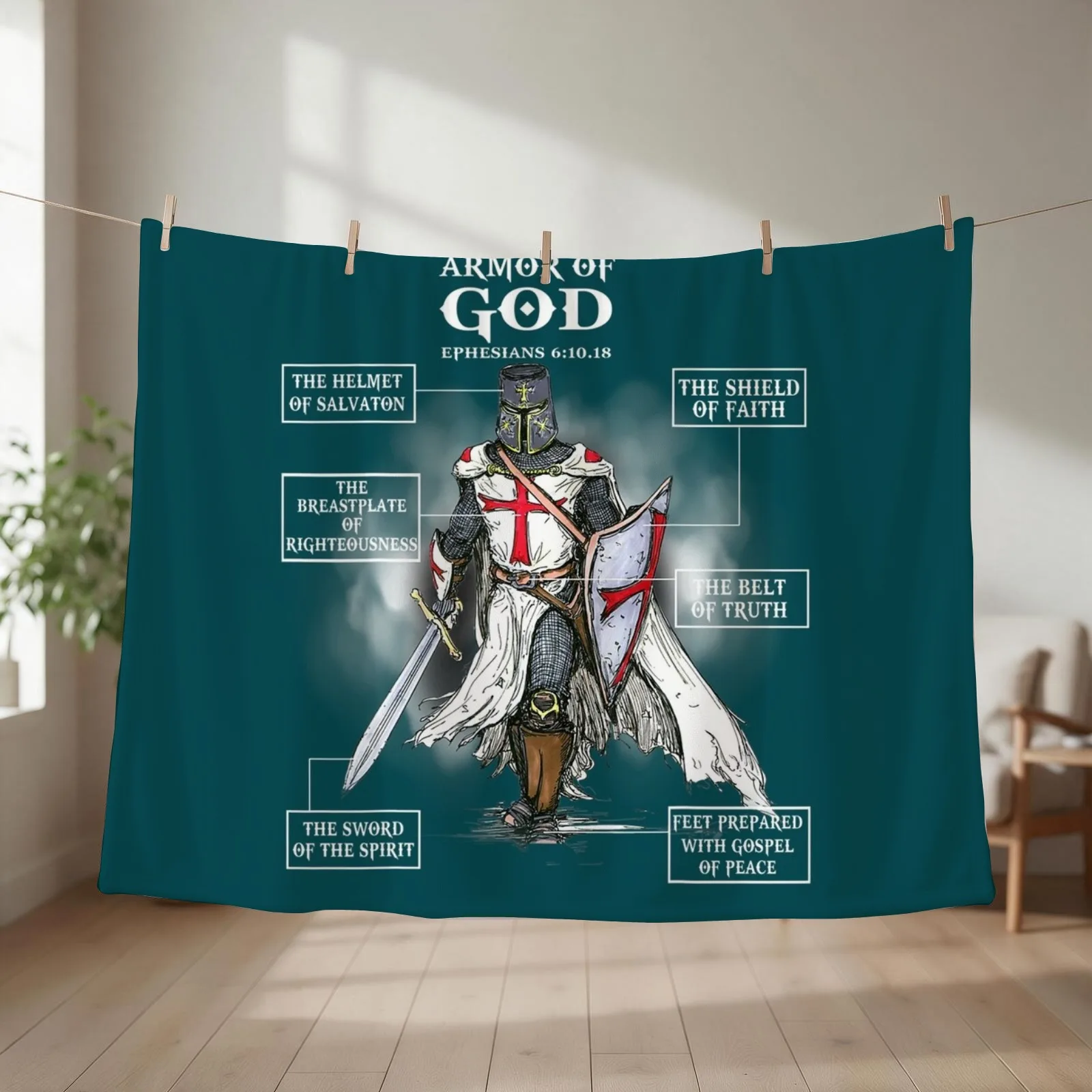 armor of god bible verse great religious christian Throw Blanket couch cozy soft plush fuzzy picnic outdoor blanket