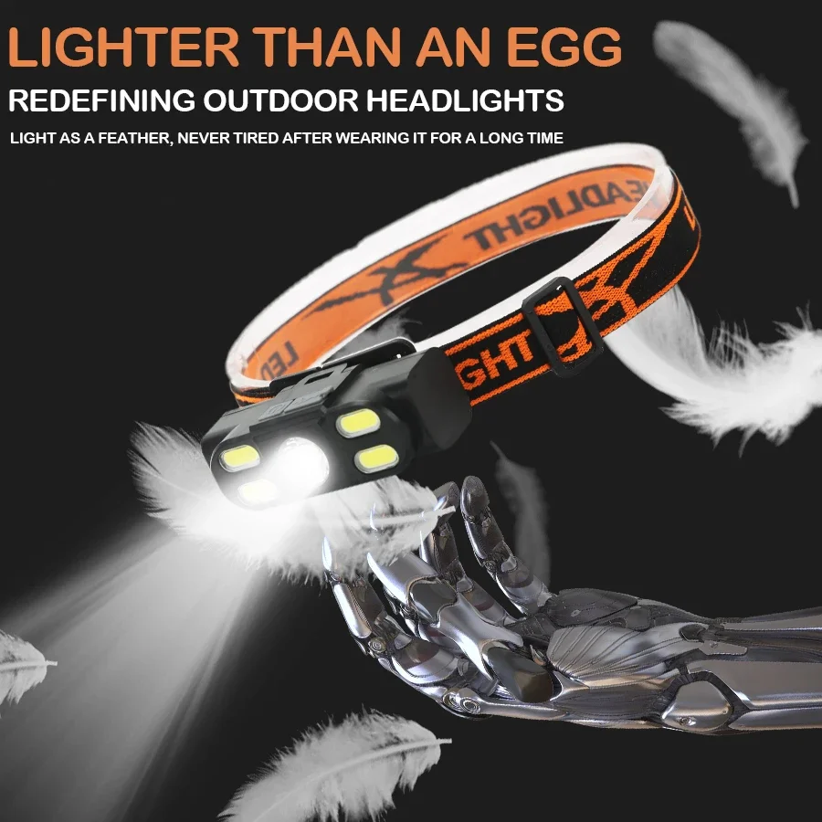 Multifunctional Headlight Portable High Light Headlight Rechargeable Waterproof Flashlight Outdoor Camping Night Fishing Torch