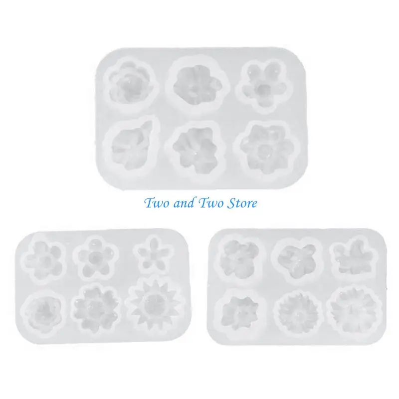 HX6F Crystal Epoxy Mold Small Flowers Resin Mold Earrings Necklace Pendant Silicone Mold Handmade Decorations Casting Mold