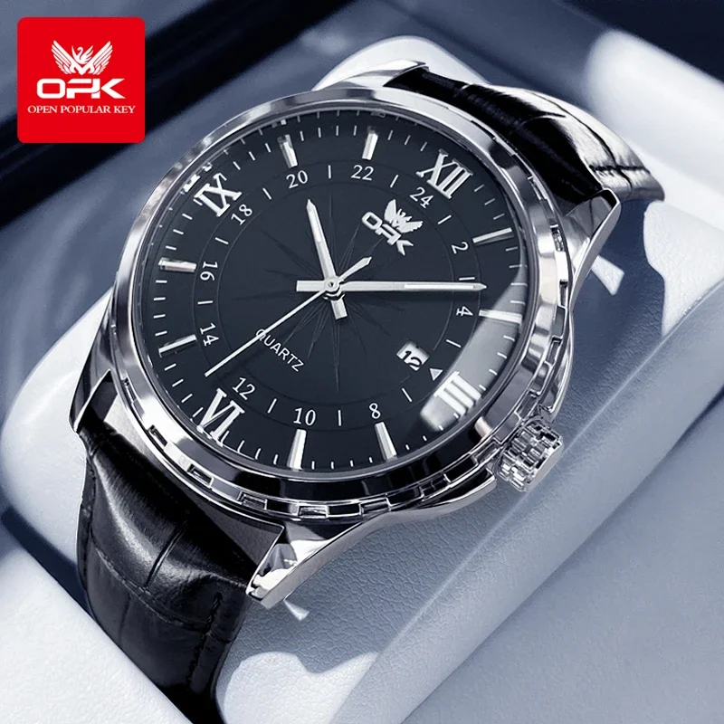 

Мужские кварцевые часы OPK со стальным ремнем и двойным календарем 6003.