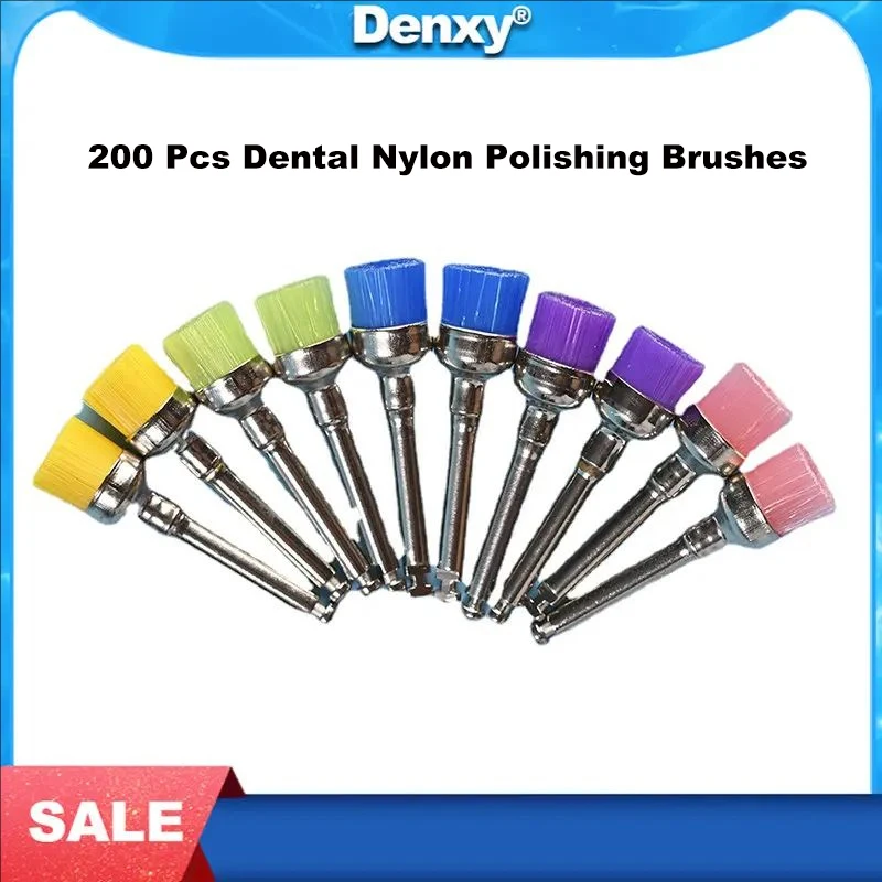 

DENXY 200 Pcs Dental Nylon Polishing Brushes Bowl Shape Dental Prophy Brush For Bending Machine Colorful High Quality