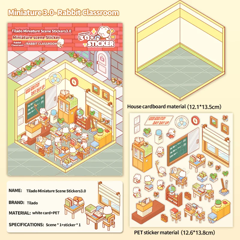 Nouveaux autocollants pour carnet de notes faits à la main, scène Miniature 2025, sans paysage coupé, autocollants pour carnet de notes à main de chalet stéréoscopique empilables 3D