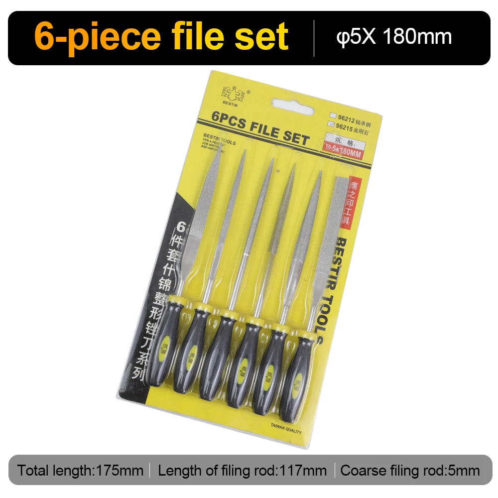 Diamond Mini Needle File Set For Carpentry Jewelry Stone Glass Metal Ceramic Polish Carving Diy Craft Woodworking Hand Tools Kit 5x180mm