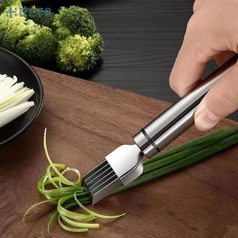 Cortador de Verduras de Acero Inoxidable, Picador Rápido de Alimentos, Cortador de Cebolla Verde, Herramienta de Cocina Portátil