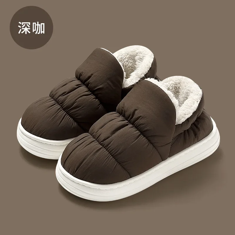 

Winter Warm Men Slippers Casual Non-slip Platform Cotton Shoes Home Waterproof Men Shoe Indoor Outdoor Thick Plush Women Slides