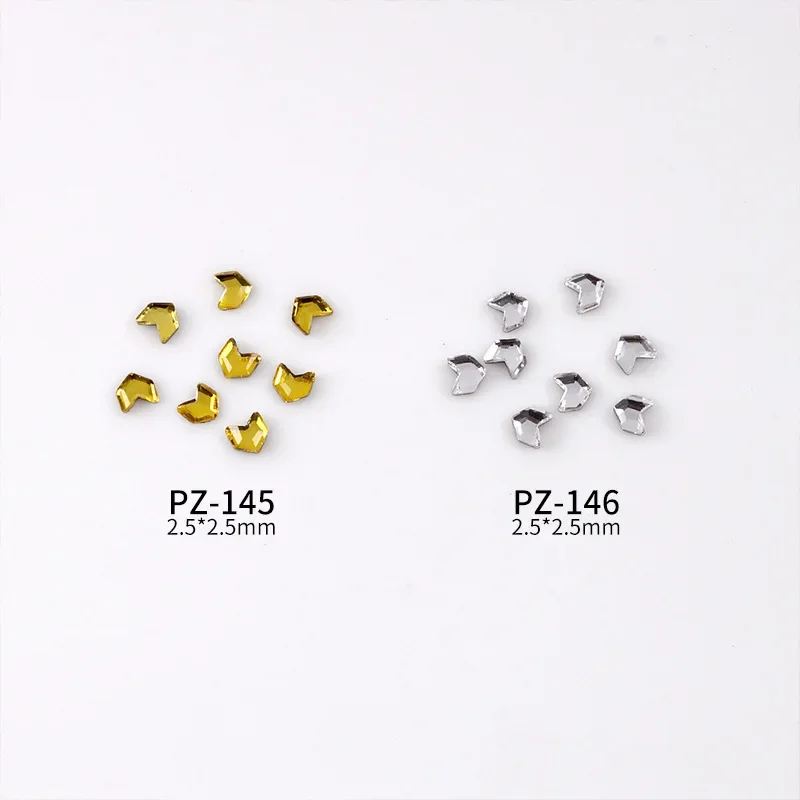 50pcs French Style New Mini Malt Shaped Nail Art Decoration With Fine Shimmering Golden Malt Broken Crystal Diamonds Wholesale