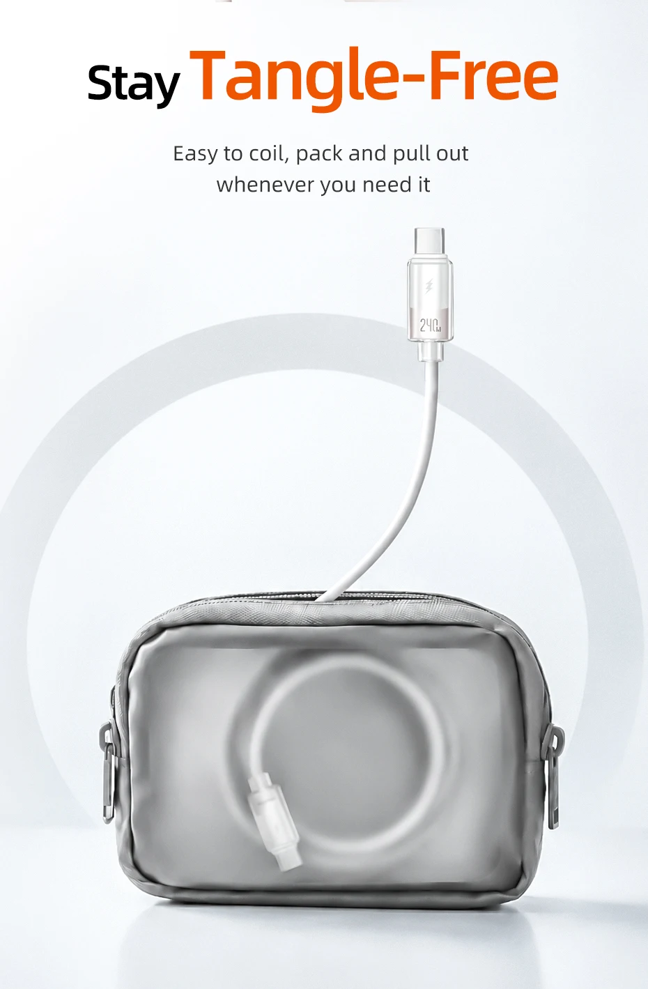 CABLETIME 240W USB-C-Kabel, Typ-C-Kabel, PD 3.1 Schnellladekabel für Xiaomi, Samsung, Laptop, MacBook Pro, iPhone 17/16 – Detail 5
