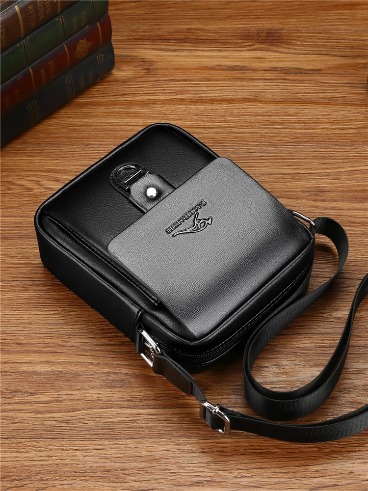 

Кожаная мужская сумка через плечо, повседневная деловая сумка с диагональю, маленькая па, мягкий полиэстер, застежка-молния, нескладная квадратная
