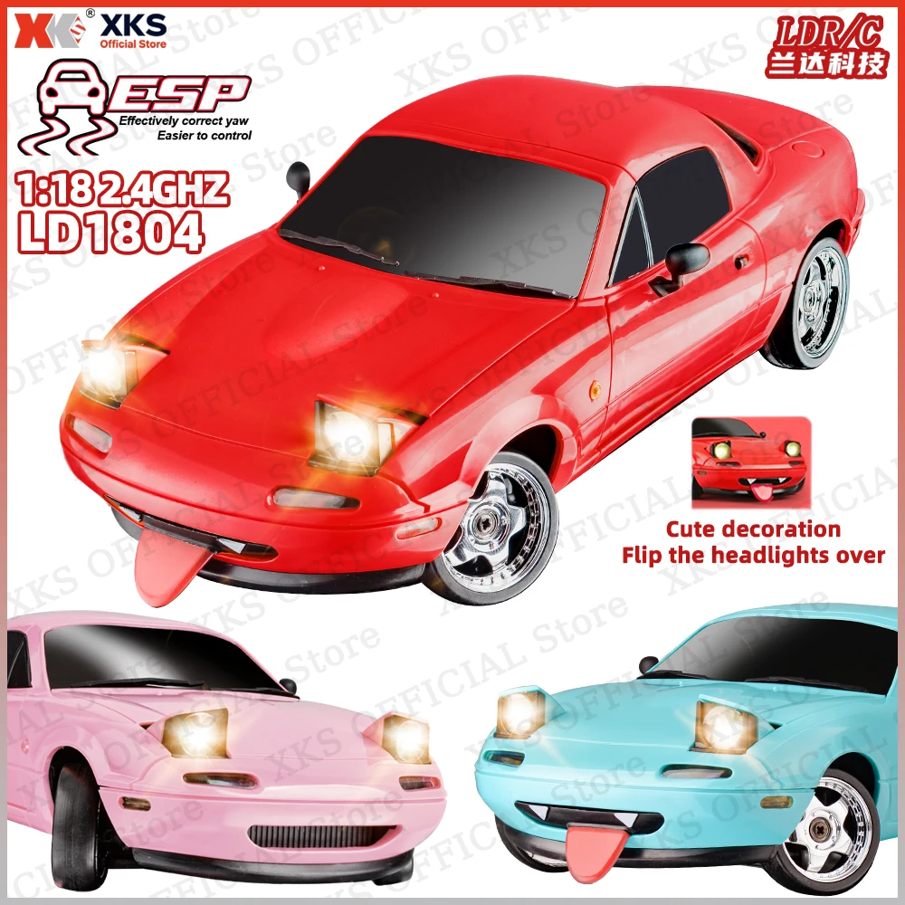 

XKS LDRC LD1804 MX-5 RC Car 1/18 4WD RC Drift Car 2.4G Anti-Interference ESP LED Metal Tires Toy Gift for Boys
