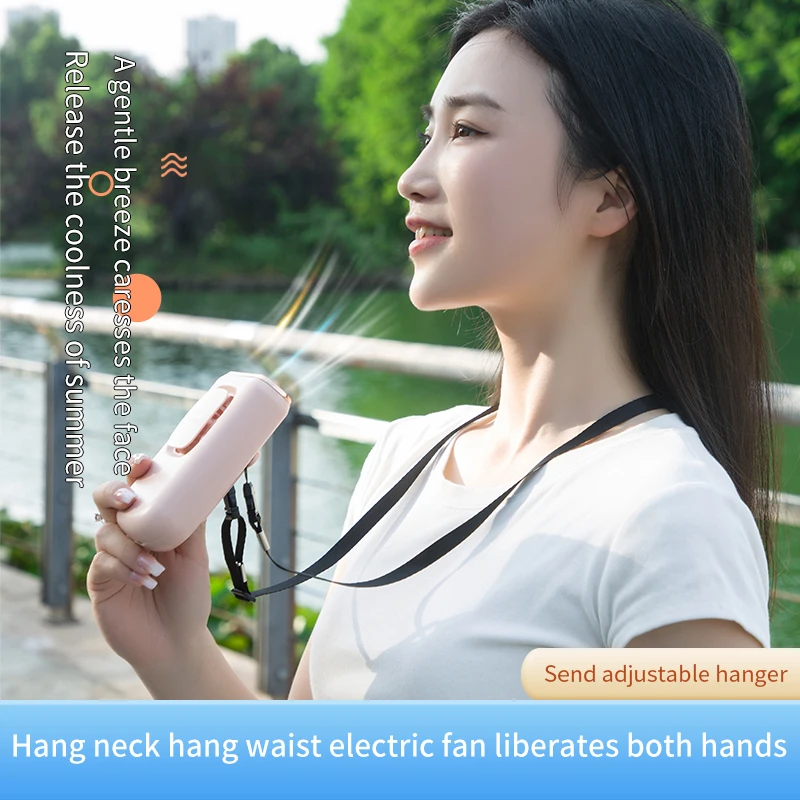 USB Rechargeable 1200mAh Portable Mini Neck Fan - Lightweight and Compact Design, Suitable for Outdoor, Dormitory, Office and Tr image 3