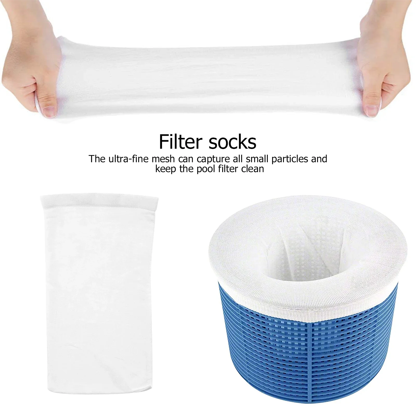 5/10pcs Pool Skimmer Socks Household Cleaning Debris and Leaves Baskets Filters Net Saver Nylon Fabric Filters For Swimming Pool