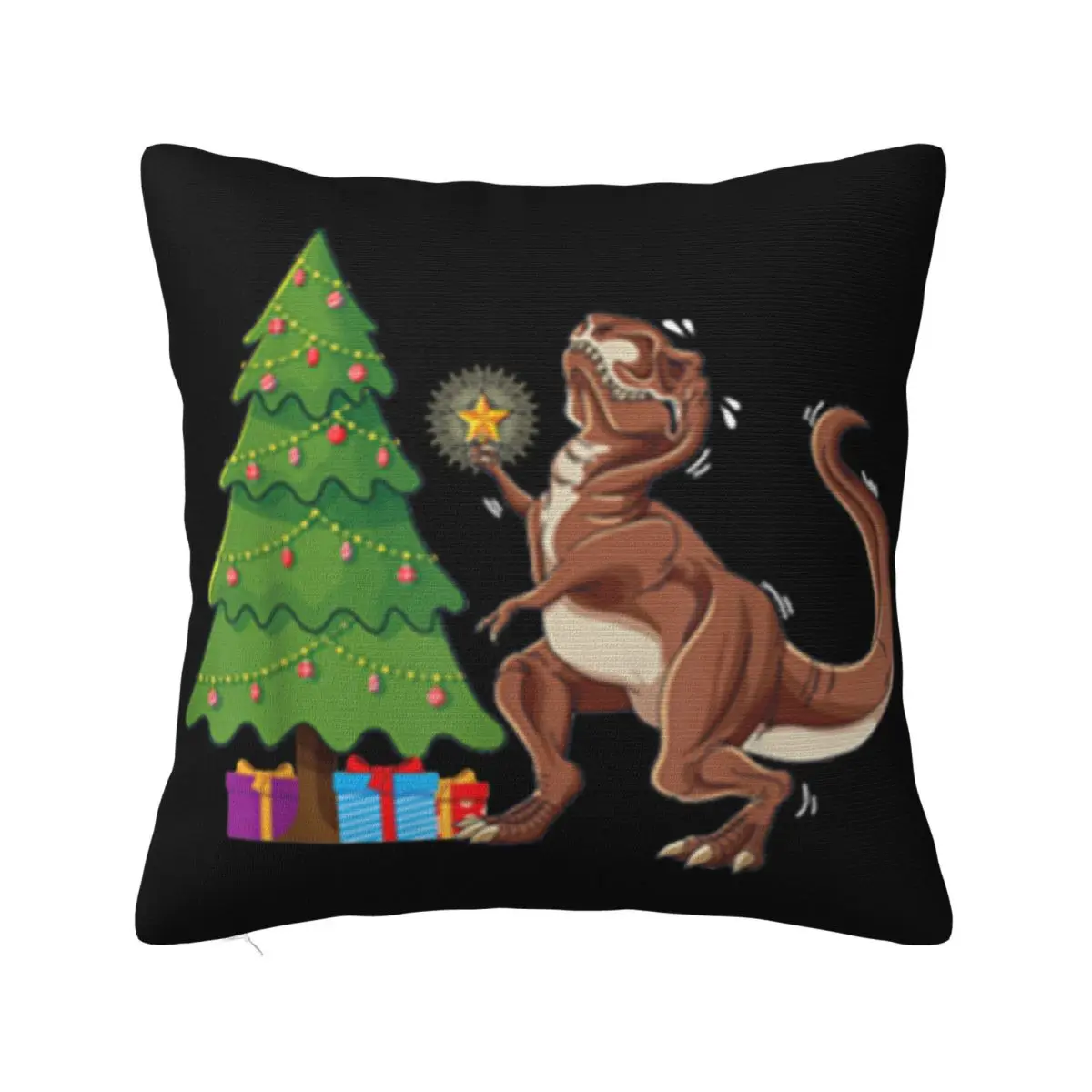 Awesome Funny T'Rex Christmas Tree Topper Dinosaur Lover Costume Cartoon Character Pillow Case