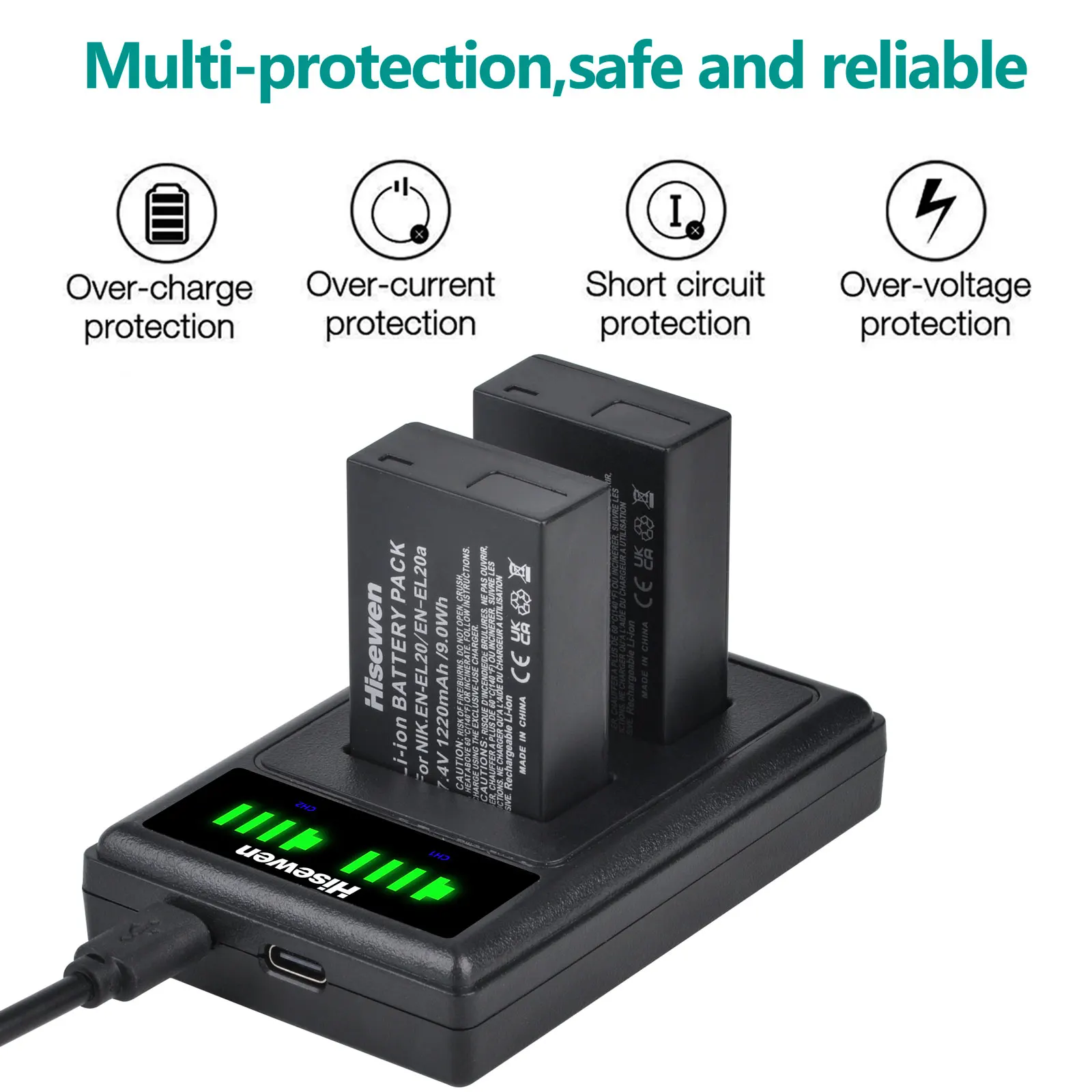 2X1220mAh EN-EL20 EN EL20 EN EL20a Nikon Coolpix P950 P1000 Nikon1 J1, J2, J3 Nikon1 AW1 Coolpix A S1, 1 V3