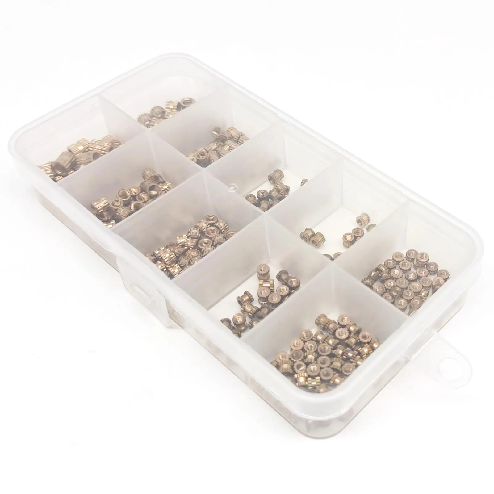 375/400pcs Injection Molding Knurl Insert Nut Embedded Nutsert Assortment Kit Set 10 Mix Size M2 M2.5 M3 M4 Solid Brass Copper