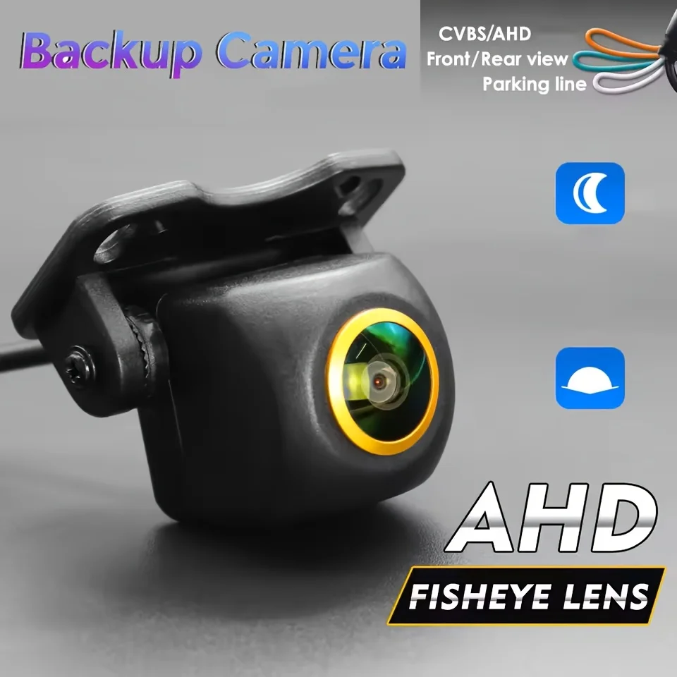 1080P AHD CVBS Fisheye Rear View Backup Camera with Night Vision, for Auto Reversing Monitor - Fit, Includes Video Cable