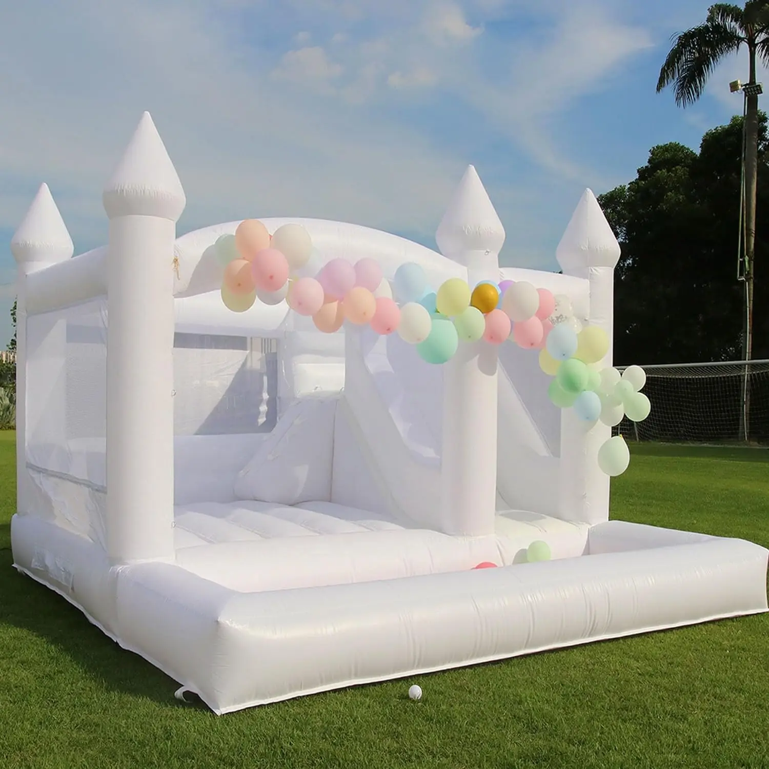 

White/Pink PVC Inflatable Jumper Bouncer Castle /Jumping Bed/Bouncy Bounce House With Air Blower For Fun with Ball Pit