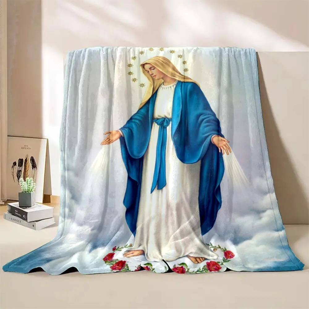 بطانية مطبوعة للبالغين والأطفال ، يصلي مسيح العذراء مريم ، ناعم ومريح ، للسفر في المنزل ، دافئ ، 6 أحجام