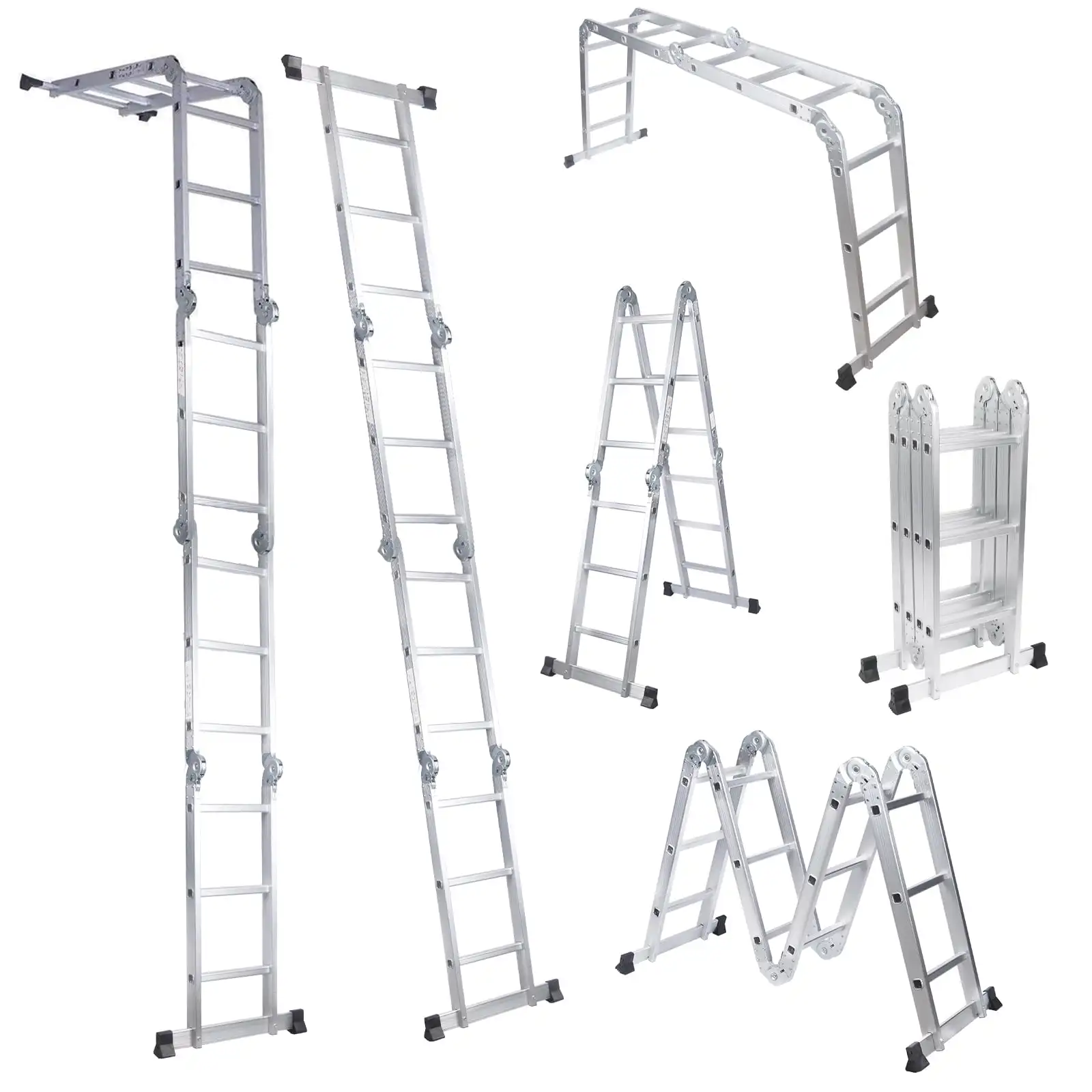 

12.5ft 7 in 1 Multi Purpose Ladder Folding Aluminium Extension Ladder with Anti Slip Feet 330LB Capacity