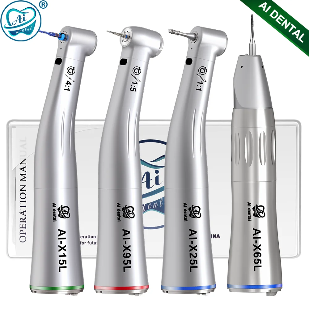 AI-X Series Internal Water Spray Optic Low Speed Contra Angle Dental Handpiece E-Type Electric Motor Dentistry Supply