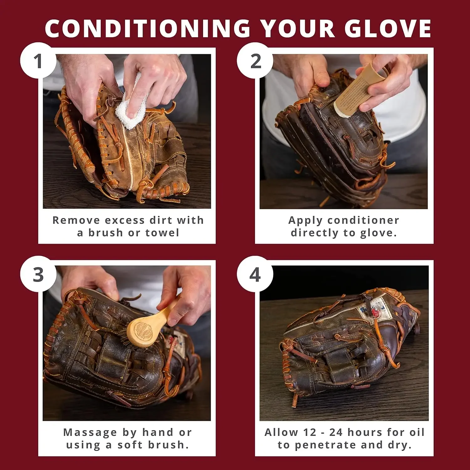 Professioneller Leder-Conditioner für Baseball-Softball-Handschuhe und Ganzleder-Sportausrüstung, Pflege- und Schutzmatte, Peterel De Sport – Detail 6